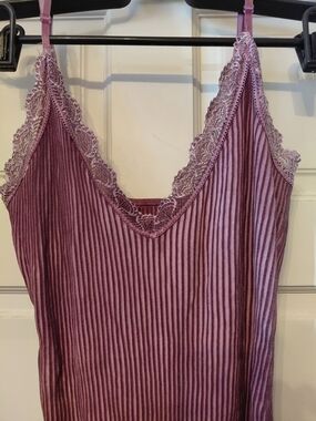 Lace-Trim Raspberry/ Dusty Rose Cami Tank Top